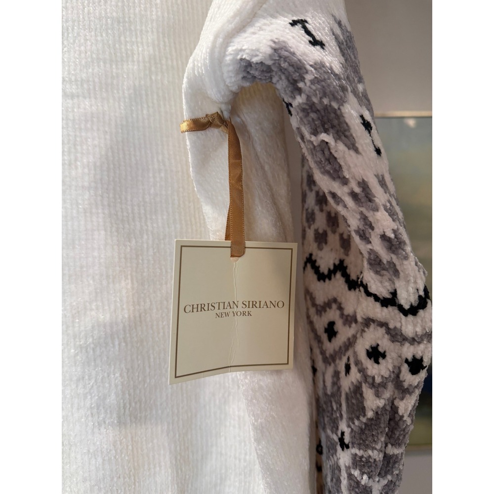 Christian Siriano New York Womens White Fair Isle Sleeve Mock Neck Sweater Large - Picture 5 of 6